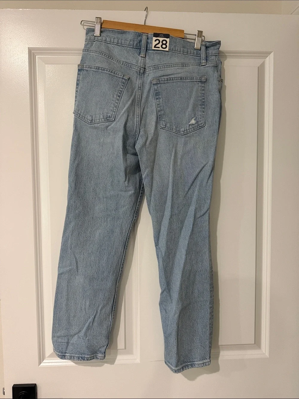 GAP Light Blue Distressed Straight Leg Jeans